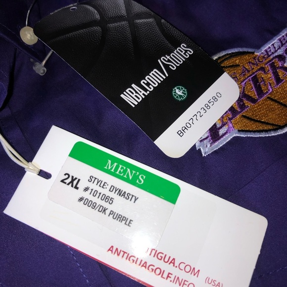 Sold Antigua X NBA Los Angeles Lakers dynasty dress shirt purple 2XL - Picture 6 of 7